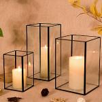 Reduzierte Schwarze Moderne 15 cm Quadratische Kerzenständer Sets aus Kristall 