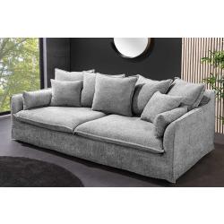 Großes 3-Sitzer Sofa HEAVEN 200cm grau Bouclé Federkern Hussensofa