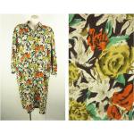 Beige Blumenmuster Vintage Damenkleider mit Australien-Motiv Größe S 
