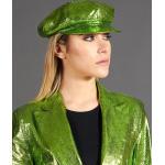 Grüne Elegante D'arienzo Damenhüte mit Knopf aus Lammleder Größe M für den für den Frühling 