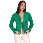 Reduzierte Grüne D'arienzo Maxi Gefütterte Lederjacken mit Ländermotiv mit Reißverschluss aus Veloursleder für Damen Größe XS 
