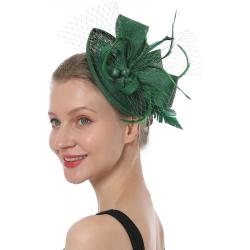 Grüne Farbe Fascinator Hut Für Frauen Tea Party Hochzeit Kenturky Derby Stirnband, 1920Er Mit Schleier Pillbox Hut1913