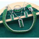 Silberne Schmuck Sets mit Smaragd für Damen zur Hochzeit 