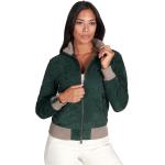 Reduzierte Grüne D'arienzo Gefütterte Lederjacken aus Veloursleder für Damen Größe XL für den für den Herbst 
