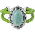 Reduzierte Grüne Edelstein Armbänder aus Leder mit Aventurin für Damen 