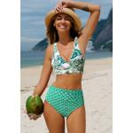 Grüne Tropische Cupshe High Waist Bikinihosen mit Rückenverschluss für Damen Größe XS 