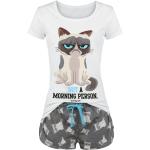Grumpy Cat Schlafanzug - Not A Morning Person - S bis 3XL - für Damen - Größe 3XL - grau/weiß - EMP exklusives Merchandise