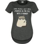 Grumpy Cat T-Shirt - Some People Just Need A Highfive - M bis XXL - für Damen - Größe L - grau meliert - EMP exklusives Merchandise