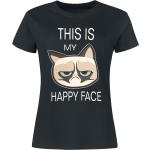 Grumpy Cat T-Shirt - This Is My Happy Face - M bis XXL - für Damen - Größe XXL - schwarz - EMP exklusives Merchandise