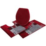 Rote Grund Badgarnitur Sets aus Acryl maschinenwaschbar 3-teilig 