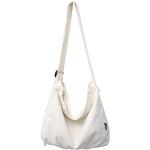 Weiße Vintage Hobo Bags mit Reißverschluss aus Canvas für Damen 