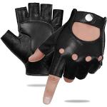 Reduzierte Schwarze Fingerlose Handschuhe & Halbfinger-Handschuhe aus Leder für Herren Größe M 