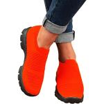 Orange Sneaker mit Strass mit Strass ohne Verschluss aus Mesh atmungsaktiv für Damen Größe 37 für den für den Sommer 