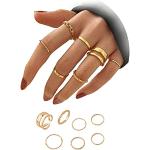 Reduzierte Goldene Retro Knuckle Ringe für Damen 7-teilig zum Muttertag 