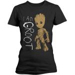 Schwarze Gildan Guardians of the Galaxy Groot T-Shirts aus Baumwolle für Damen Größe L 