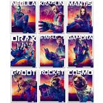 BigWigPrints Guardians of the Galaxy Vol. 3 Charakter-Poster, Set mit 10 Wandkunstdrucken – mit Star-Lord, Gamora, Drax, Rocket, Groot, Nebula, Mantis, Kraglin und Cosmo (je 20 x 25 cm)