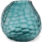 Petrolfarbene 12 cm GUAXS Runde Vasen & Blumenvasen 11 cm aus Glas mundgeblasen 