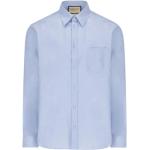 Hellblaue Langärmelige Gucci Herrenlangarmhemden aus Baumwolle Größe XL 