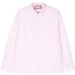 Pinke Bestickte Langärmelige Gucci Button Down Kragen Damenlangarmhemden aus Baumwolle Größe 3 XL 