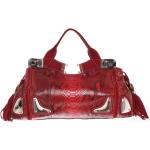 Reduzierte Rote Gucci Bamboo Lederhandtaschen aus Schlangenleder mit Handyfach für Damen 