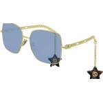 Goldene Gucci Quadratische Metallsonnenbrillen für Damen 