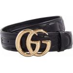 Schwarze Gucci Marmont Ledergürtel aus Leder für Damen Übergrößen Länge 80 