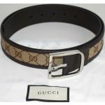 Braune Gucci Canvas-Gürtel aus Leder für Herren Größe S Länge 90 