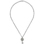 Gucci Unisex-Halskette mit Schlüssel und GG Logo in Sterling Silber, Karabinerverschluss, Länge: 50 cm, YBB62775700100U