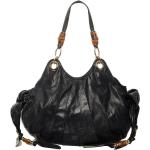 Schwarze Vintage Gucci Bamboo Hobo Bags mit Reißverschluss aus Leder für Damen 