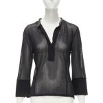 Schwarze Vintage Gucci V-Ausschnitt Transparente Tops aus Leder für Damen Größe M für den für den Herbst 