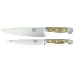 Güde Alpha Olive 2-teiliges Messerset mit Kochmesser 21 cm & Zubereitungsmesser 16 cm - CVM-Messerstahl - Griffschalen Olivenholz Allzweckmesser - X805/21-X765/16
