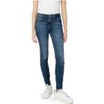 Blaue Unifarbene Guess Slim Fit Jeans mit Reißverschluss aus Denim für Damen Weite 32, Länge 30 