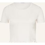 Cremefarbene Guess T-Shirts Gesmokte aus Polyester für Damen Größe M 