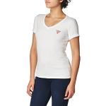 Reduzierte Weiße Kurzärmelige Guess V-Ausschnitt T-Shirts für Damen Größe XS 