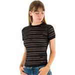 Schwarze Kurzärmelige Guess T-Shirts aus Polyester Handwäsche für Damen Größe M 