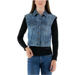 Reduzierte Blaue Guess Jeanswesten mit Knopf aus Baumwolle für Damen Größe L 
