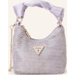 Silberne Guess Mini Handtaschen mit Reißverschluss aus Textil für Damen mini 