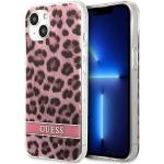 Pinke Animal-Print Guess iPhone 13 Mini Hüllen mit Leopard-Motiv mini 