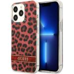 Rote Animal-Print Guess iPhone 13 Pro Hüllen mit Leopard-Motiv 