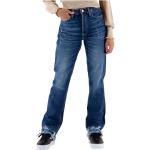 Reduzierte Blaue Vintage Guess Bio Straight Leg Jeans mit Fransen aus Baumwollmischung für Damen 