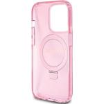 Guess IML Ring Stand Glitter MagSafe Back Cover für iPhone 15 Pro Pink