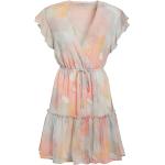 Rosa Guess Mini V-Ausschnitt Wickelkleider mit Volants aus Polyester für Damen Größe L für den für den Sommer 