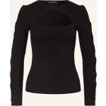 Reduzierte Schwarze Langärmelige Guess Rippshirts mit Cutwork aus Polyamid für Damen Größe S 