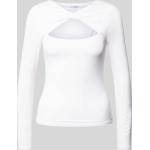 Weiße Langärmelige Guess Damenlongsleeves & Damenlangarmshirts mit Cutwork Größe XL 