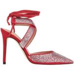 Rote Guess Pfennigabsatz High Heels & Stiletto-Pumps mit Strass mit Schnürsenkel aus Veloursleder für Damen Größe 39 