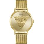 Reduzierte Goldene Wasserdichte Guess Quarz Damenarmbanduhren aus Edelstahl mit Analog-Zifferblatt mit Mineralglas-Uhrenglas 