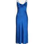 Blaue Ärmellose Guess Wasserfall-Ausschnitt Spaghettiträger-Kleider aus Satin für Damen Größe XS 