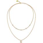 Goldene Guess Zweireihige Halsketten & Mehrlagige Halsketten poliert aus Stahl mit Zirkonia für Damen 
