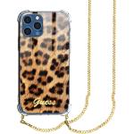 Orange Animal-Print Guess iPhone 12 Hüllen Art: Bumper Cases mit Leopard-Motiv mit Muster aus Silikon 