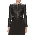 Schwarze Guess Übergangsjacken aus Leder für Damen Größe 4 XL 